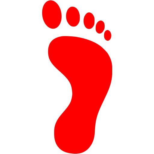 Red right footprint icon - Free red footprint icons