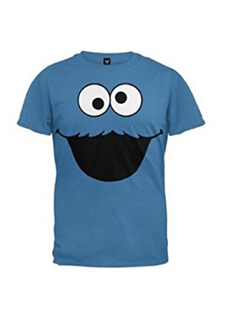 Amazon.com: Sesame Street Cookie Monster Face Blue Tee T-Shirt ...