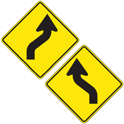 Reflective Warning Signs - Reverse Curve (Symbol), Road Signs | Seton
