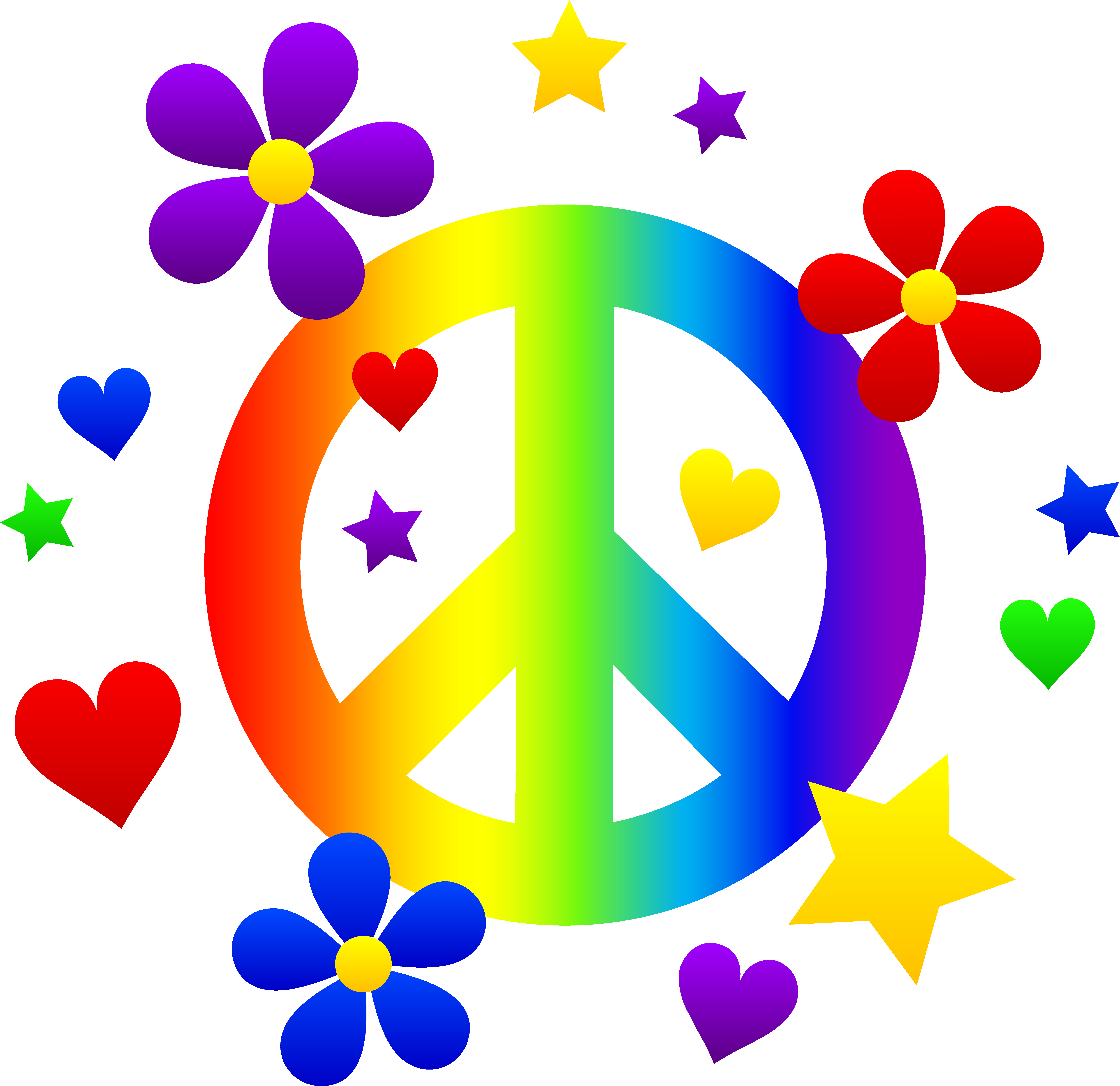 Peace sign with flowers clipart
