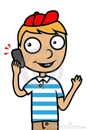 Kid talking on the phone clipart