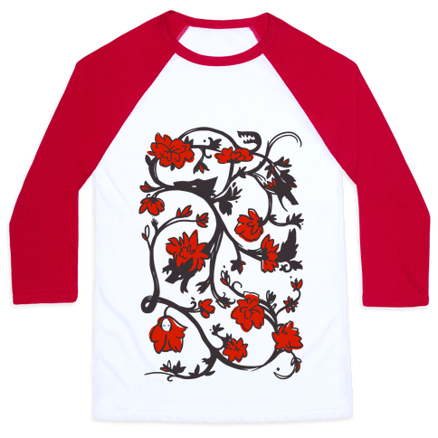 Little Red Riding Hood & Wolf Floral Pattern - Baseball Tees - HUMAN