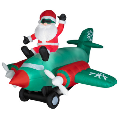 Gemmy Industries Airblown Animated Santa Sitting on Twin Prop ...