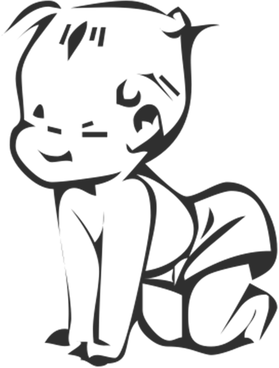 Baby girl sitting silhouette clipart black and white