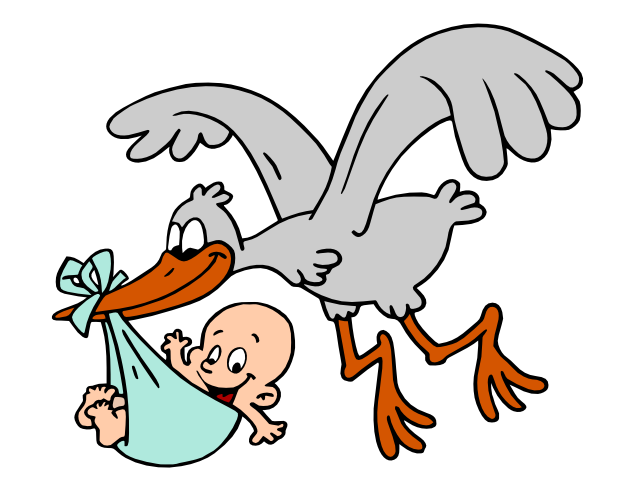 Stork carrying baby clipart