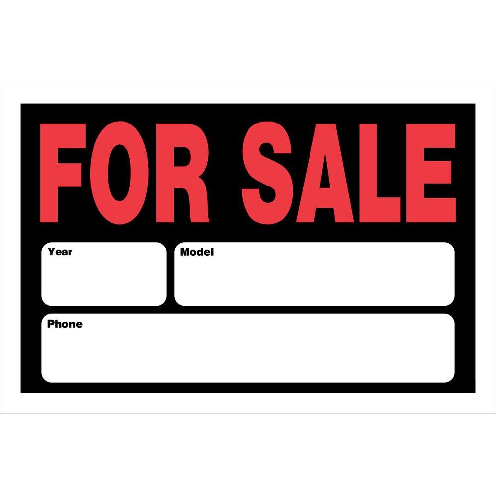 The Hillman Group 8 in. x 12 in. Plastic Auto For Sale Sign-839932 ...