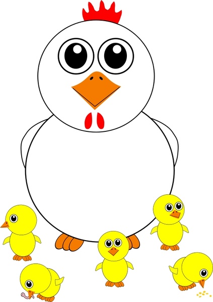 Funny Chicken and Chicks Cartoon Free vector in Open office ...