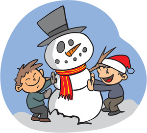 Snowman Clipart Image - Clipart Illustration of Two Children ...
