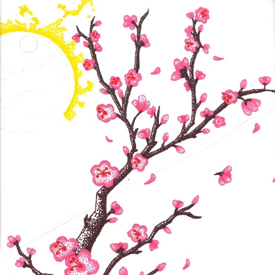 Cartoon Cherry Blossom Tree - Drawing And Sketches