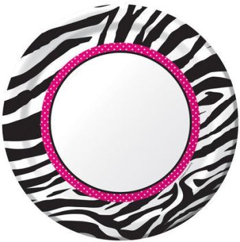 Pink Zebra Boutique Zebra Border 9-inch Plates: Pink Zebra Boutique