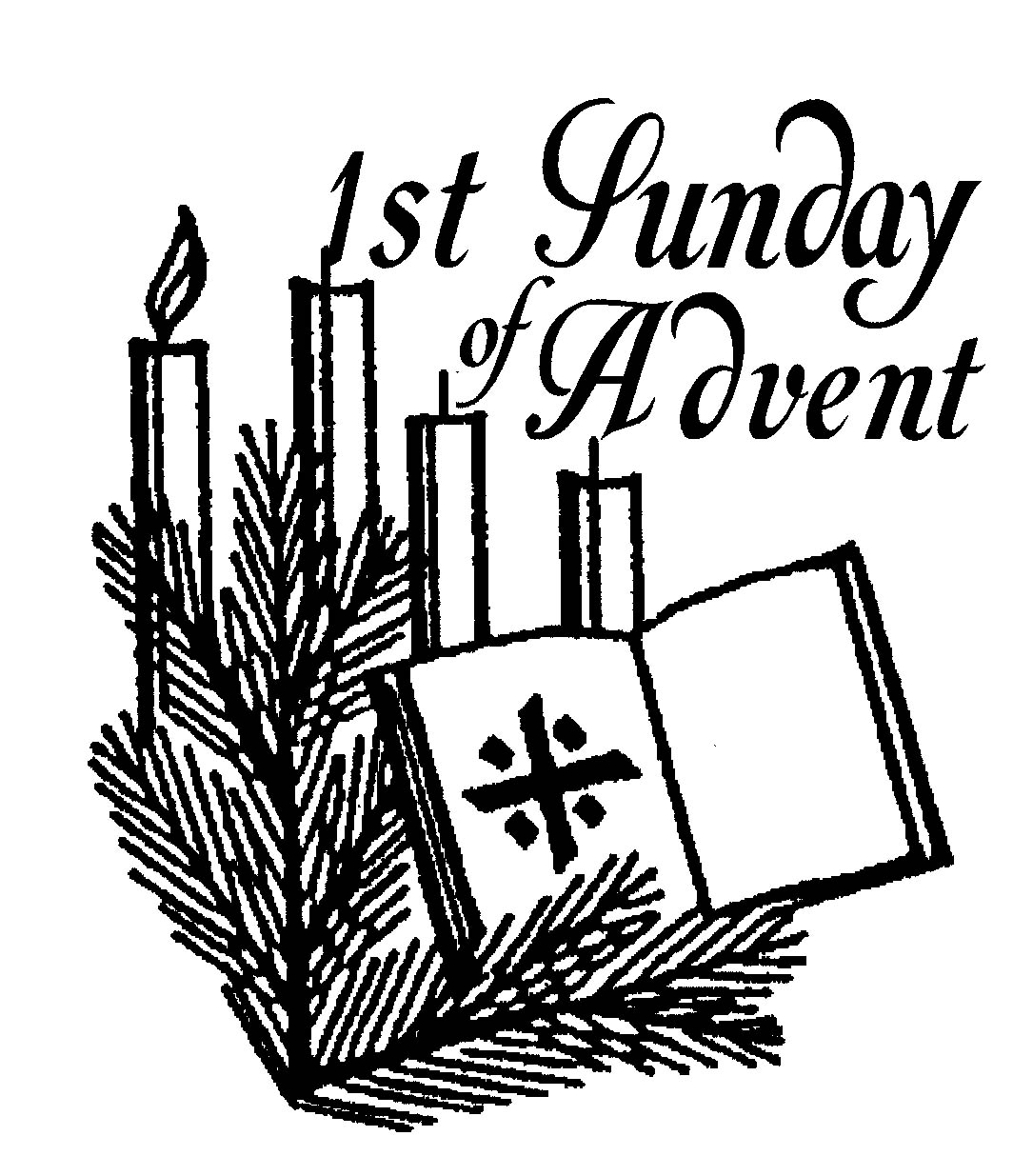 Black and white advent candle clip art