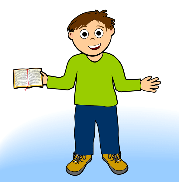 Animation clipart of boy holding a bible - ClipartFox