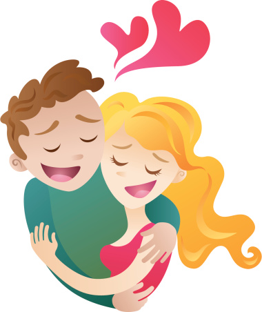 Cartoon Of The Couple Hugging Clip Art, Vector Images ...