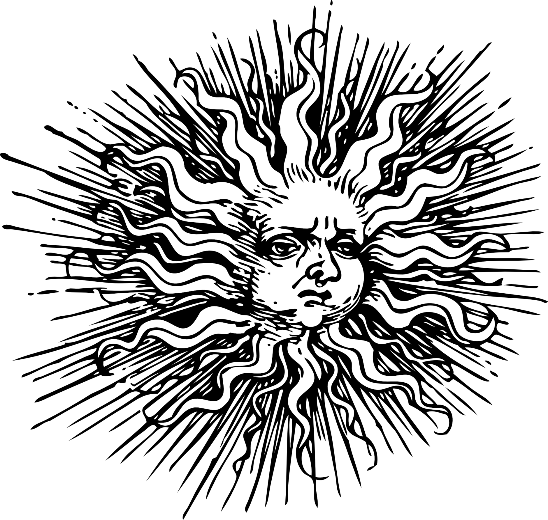 Ornate Sun Black White Line Art Coloring Book Colouring Letters ...