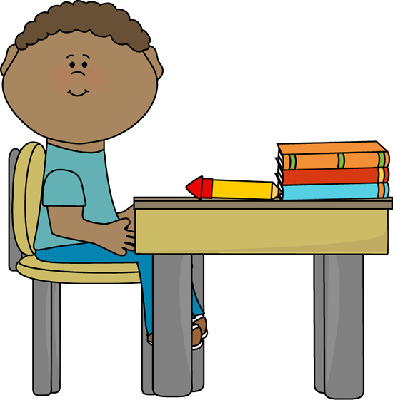 Student sitting on desk clipart images