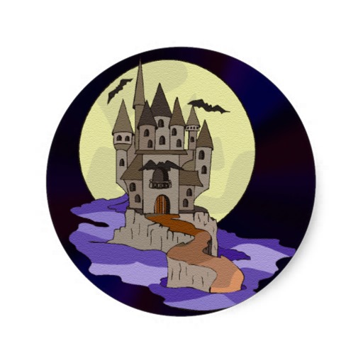 788 views Haunted Castle, Bats and Full Moon Cartoon Round Sticker from Zazzle.