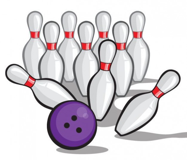 Bowling Ball Vector Crashing into Pins - POW! | Download free Vector