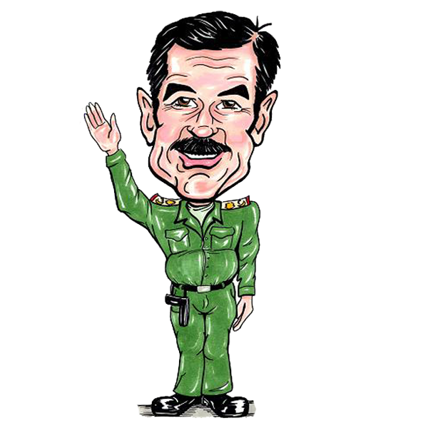 Free Waving Saddam Hussein Caricature Clip Art