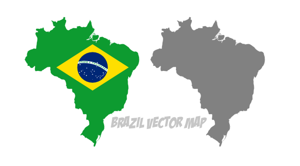 Vector Map Of Brazil With Flag
