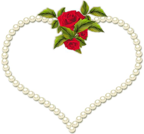Pearl Transparent Heart Frame with Roses | PNG Frames/ Borders ...