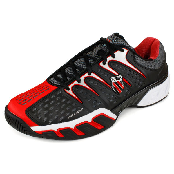 K-SWISS Men`s Bigshot II Tennis Shoes Black/Fiery Red/