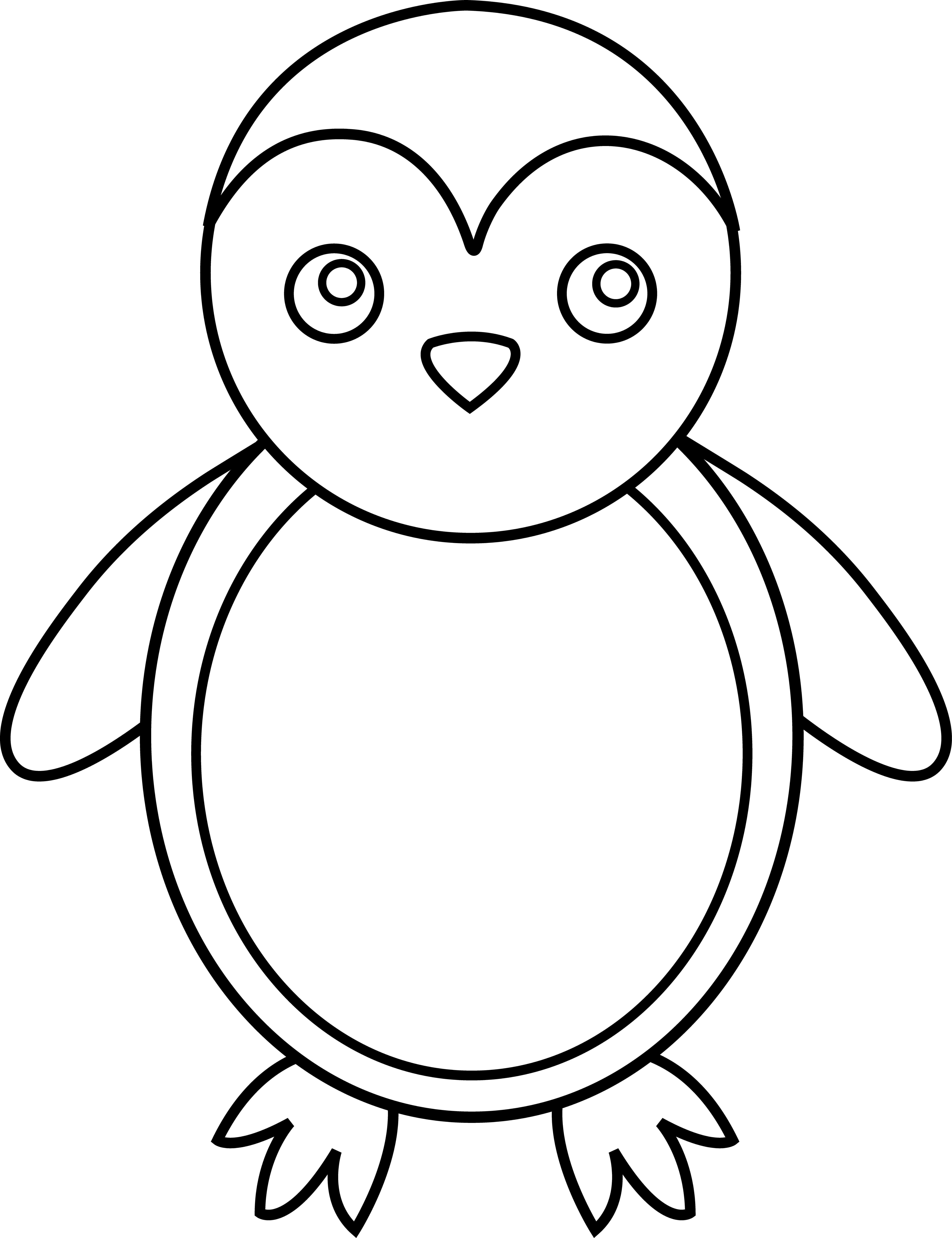 Cute penguin clipart black and white