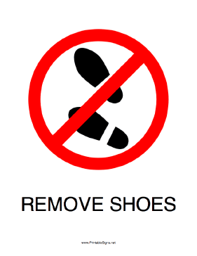 Printable Remove Shoes Sign