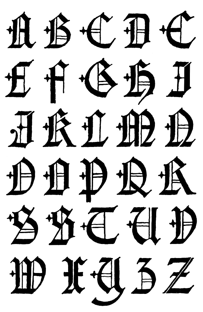 Gothic Letters A-Z :: English Gothic Capitals - 16th Century