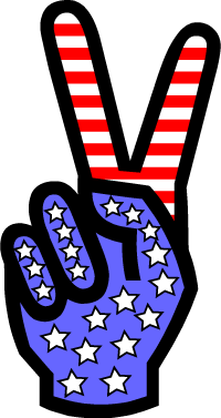 Peace Sign Fingers Red White and Blue Clip Art
