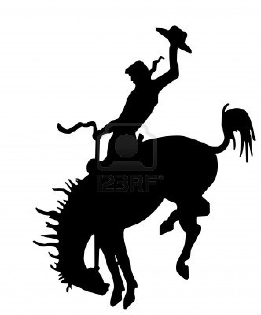Cowboy riding bucking horse clipart silhouette