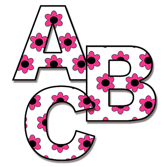 ALPHABET LETTER DECAL Hot Pink Flower by decampstudios on Etsy