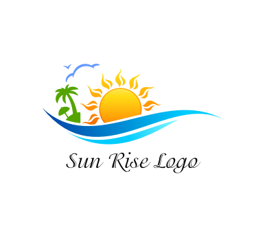 Sun rise water beach art vector logo download | Vector Logos Free ...