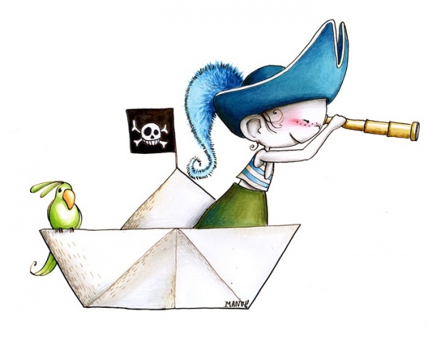 Little Pirate on a boat Nursery wall decals by Couture Deco