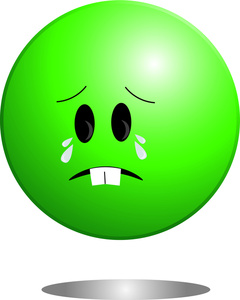 Crying Clipart Image - A green cartoon smiley face crying with a ...