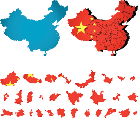 Silhouette Of China Flag Map Clip Art, Vector Images ...