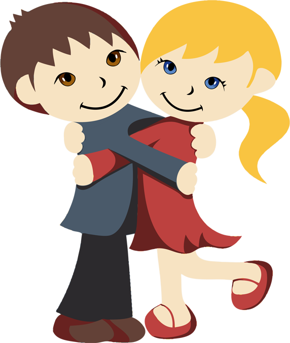 Two friends hugging clipart