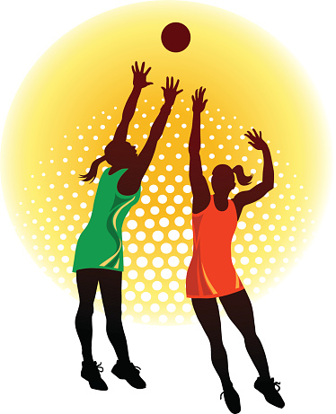 Netball players in action clipart