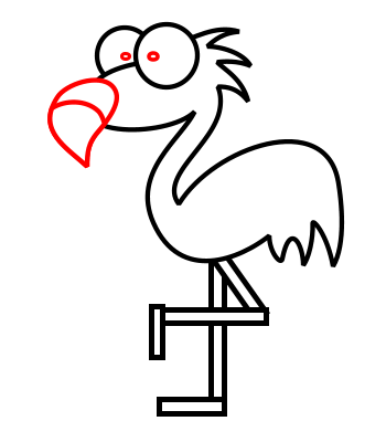 Drawing a cartoon flamingo