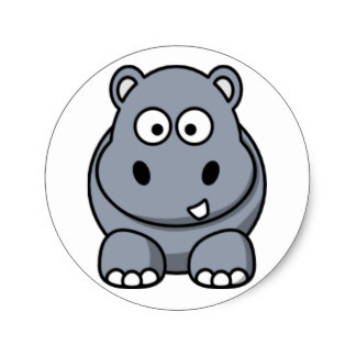Cartoon Hippo Stickers | Zazzle