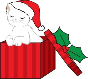 Christmas Clipart Image - Cute Little Kitty Coming out of a ...
