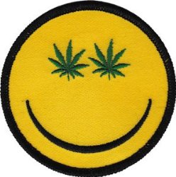 Novelty Iron on - Weed Indeed!! Pot Marijuana Leaf Smiley Face ...
