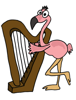 Cartoons Pink Flamingo Playing Harp design by naturesfun, Animals ...