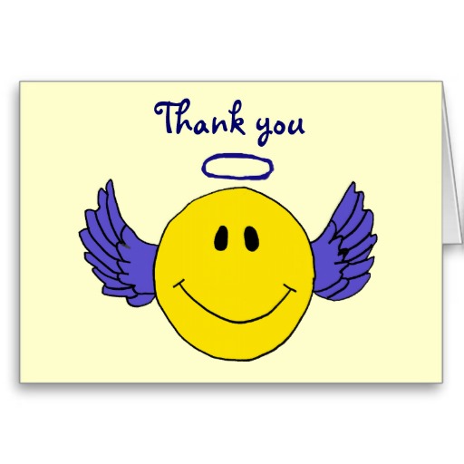 BA- Smiley Face Angel Thank you Card at Zazzle.
