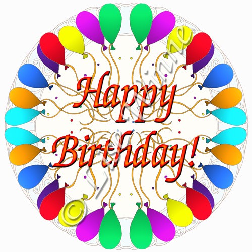 1,774 views Birthday balloons forming a circle in rainbow colors 1 card ...