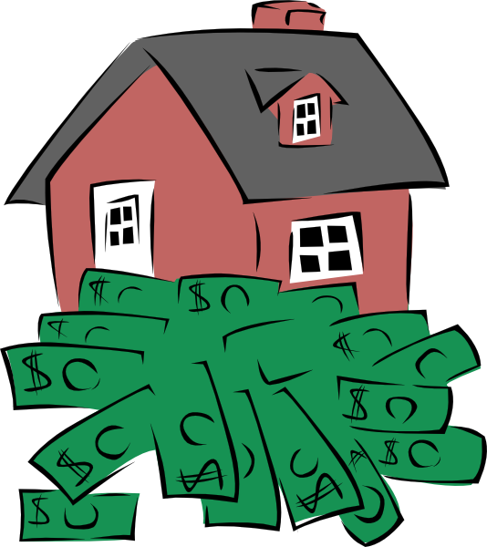 House Sitting On A Pile Of Money clip art Free Vector
