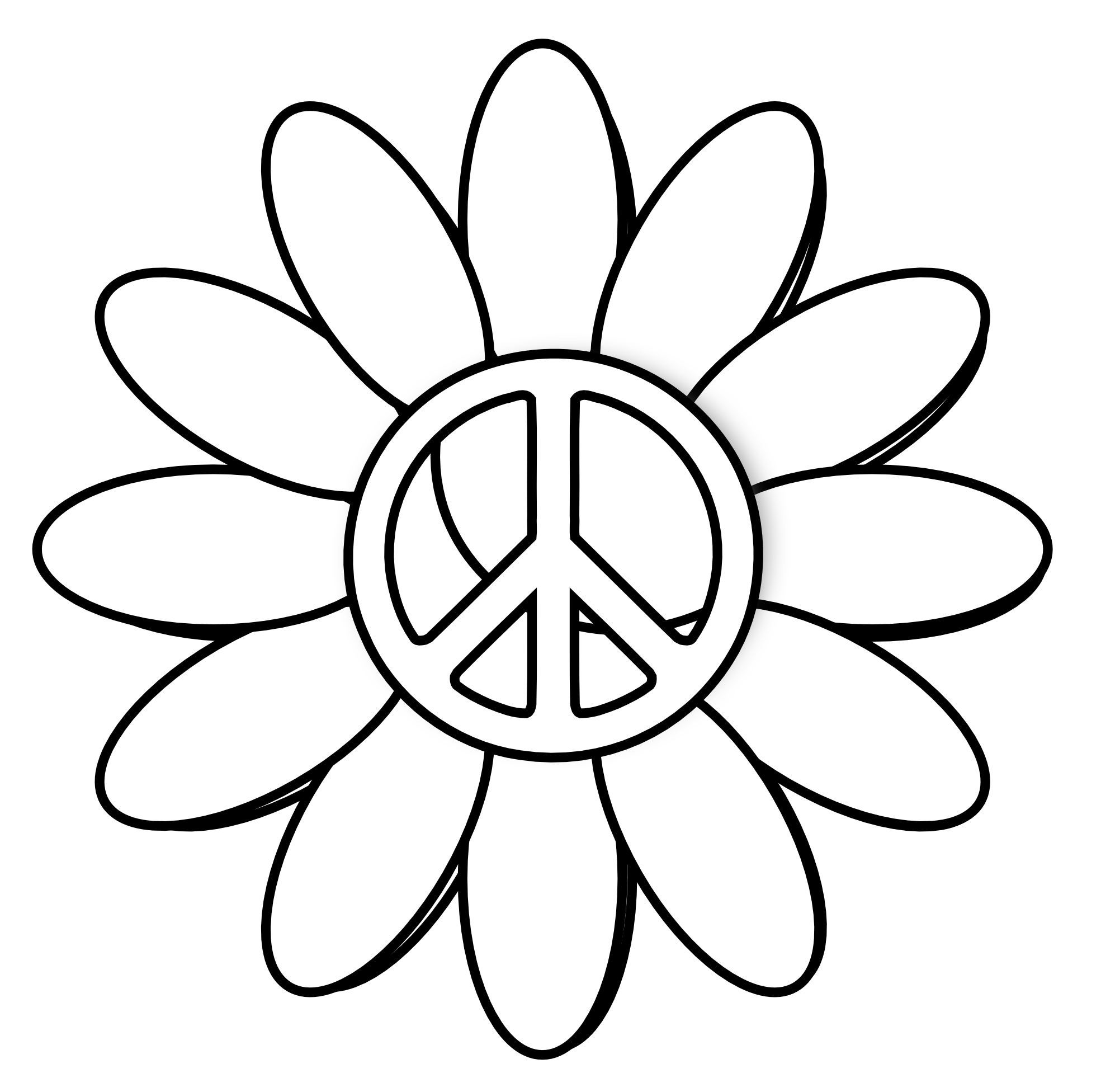 Clip Art: peace symbol peace sign flower 6 black - ClipArt Best