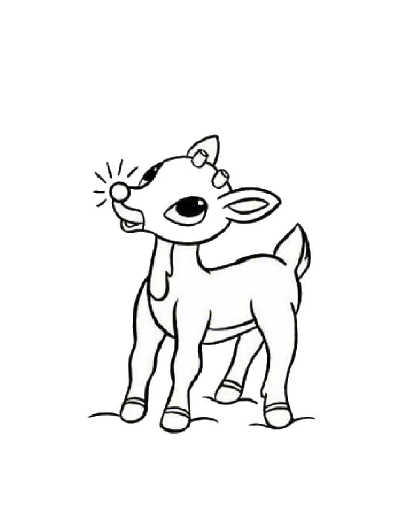 XMAS REINDEER coloring pages - Rudolph the red-nosed reindeer