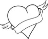 Heart Clipart Image - Coloring page of a heart with a blank banner ...