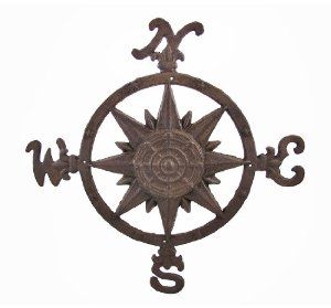Cast Iron Compass Rose Wall Accent Indoor/Outdoor ... | home- backyard