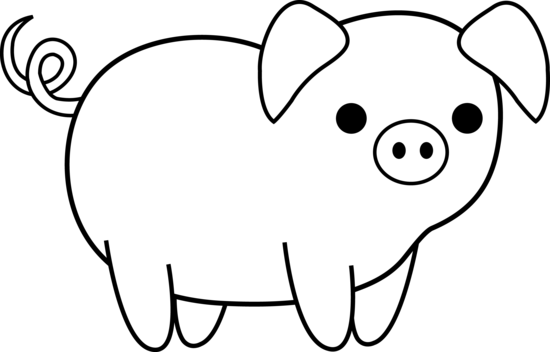 Pig black and white clipart